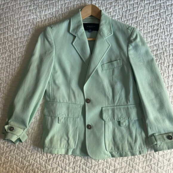 Burberry Jackets & Blazers - BURBERRY LONDON Mint Green Cotton Blazer (UK 8 / US 6) Elevate your spring and s